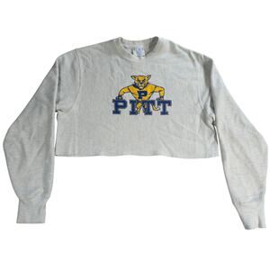 Champion Reverse Weave Pitt Panthers Crop Sweatshirt Medium Gray Collegiate